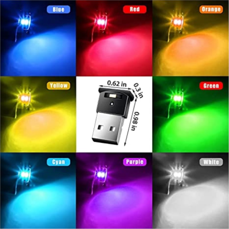 Mini USB Ambient Light LED, RGB 8 Color Variable Ambient Light for Car Laptop Keyboard, Atmosphere Night Lamp