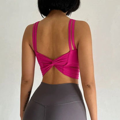 Womens Back Knotted Push Up Sports Bra for Fitness and Yoga