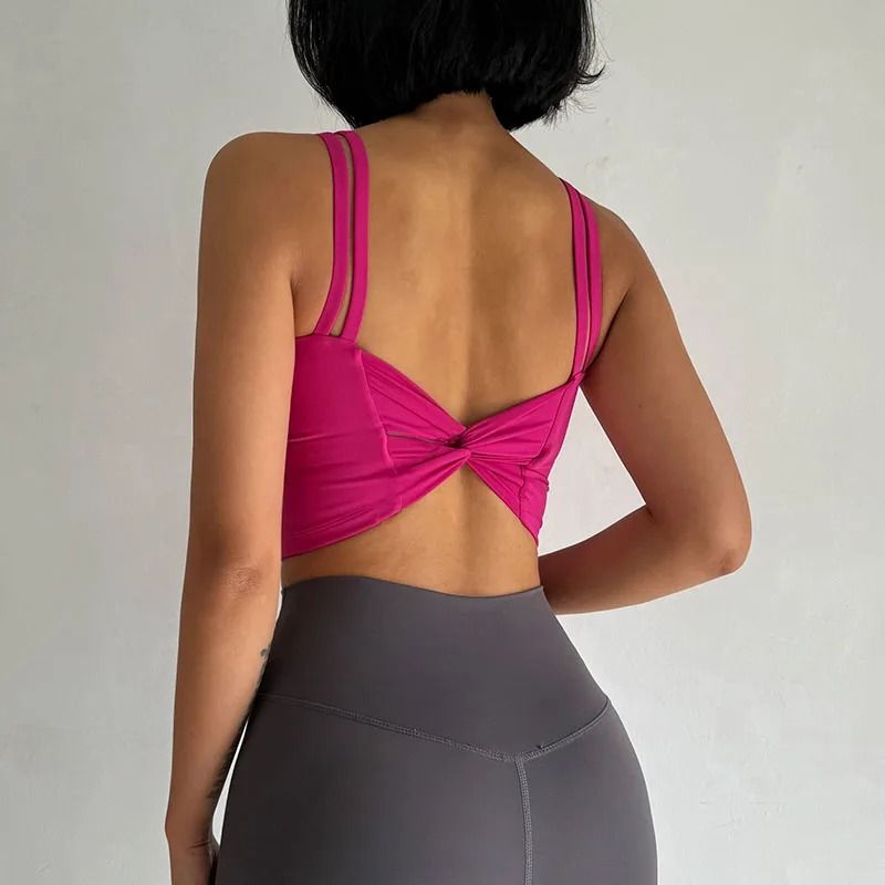 Womens Back Knotted Push Up Sports Bra For Fitness And Yoga 3