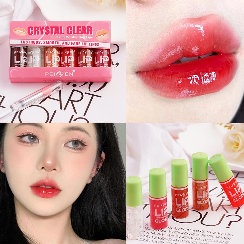 Moisturizing Lip Gloss Hydrating Lip Glaze Transparent Lip Oil Lip Plumper Lipstick Set Make Up Liq 3