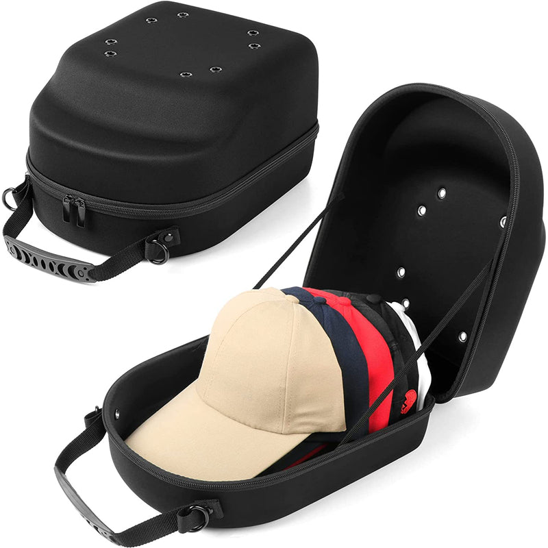 Hard Shell Hat Travel Case, Portable Outdoor Baseball Cap Carrier, Protective Storage Box for Caps with Handle