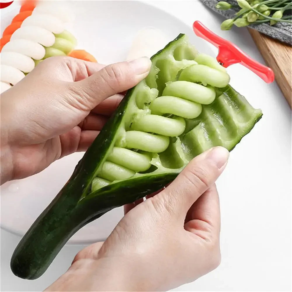 Vegetables Spiral Knife for Potato Carrot Cucumber, Salad Chopper, Spiral Screw Slicer Cutter Spiralizer Kitchen Tools