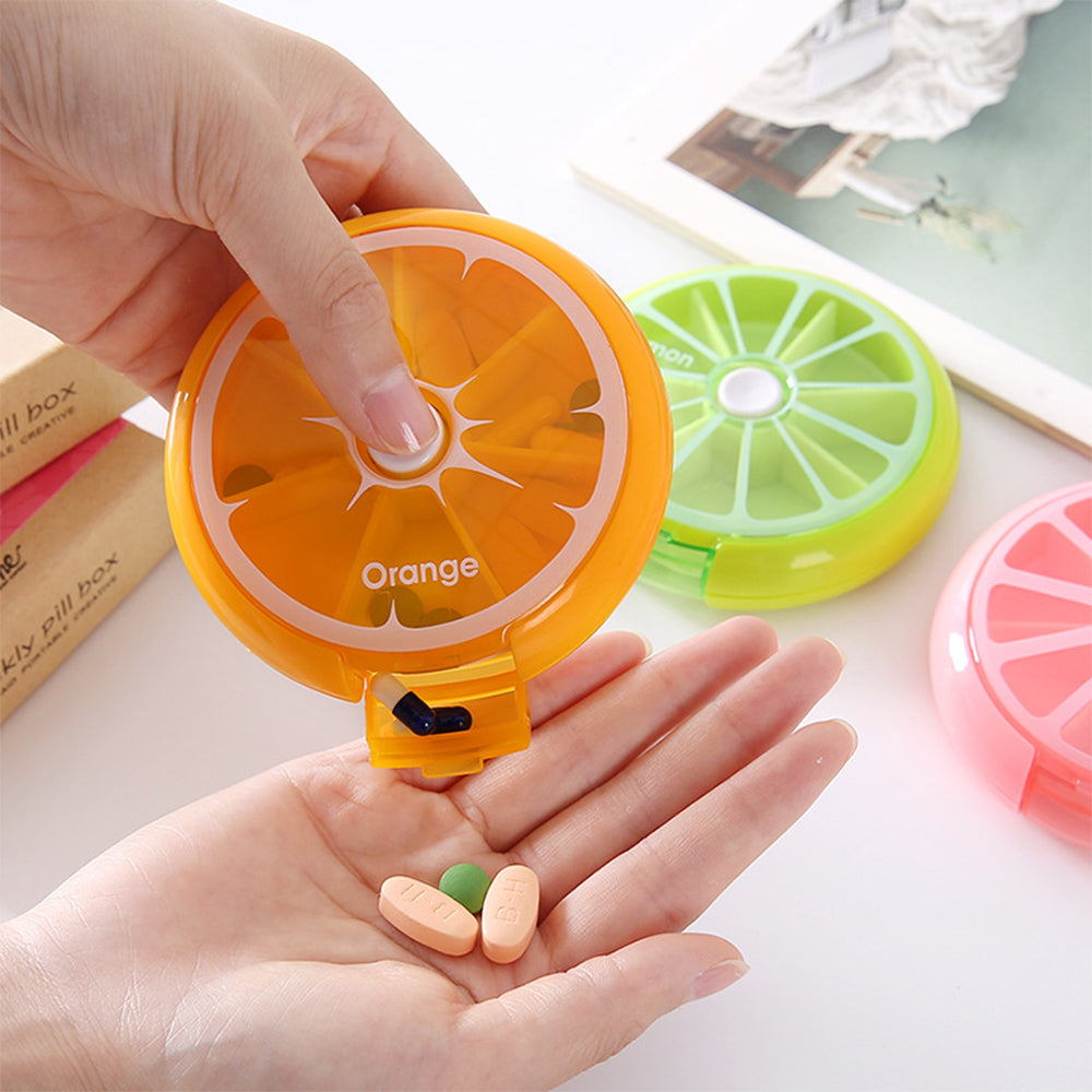 Rotatable Weekly Pill Organizer, Portable Travel Pill Case Box with 7 Grids for Vitamins, Tablets & Medicine Storage