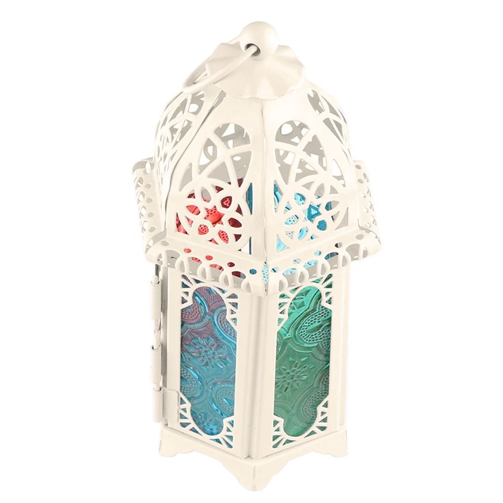 Glass Crystal Moroccan Candle Holder With Metal Hollow Design 9