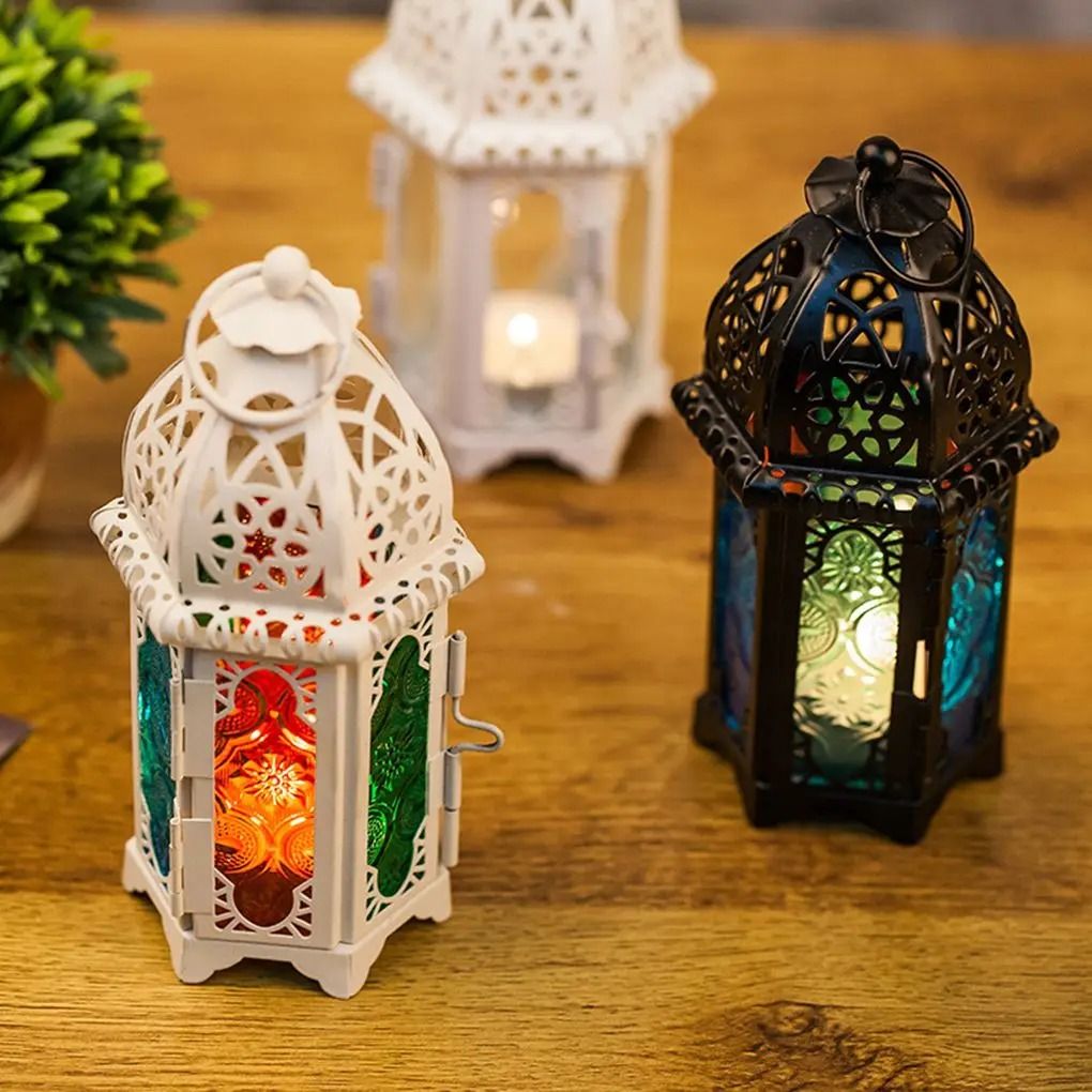 Glass Crystal Moroccan Candle Holder With Metal Hollow Design 3