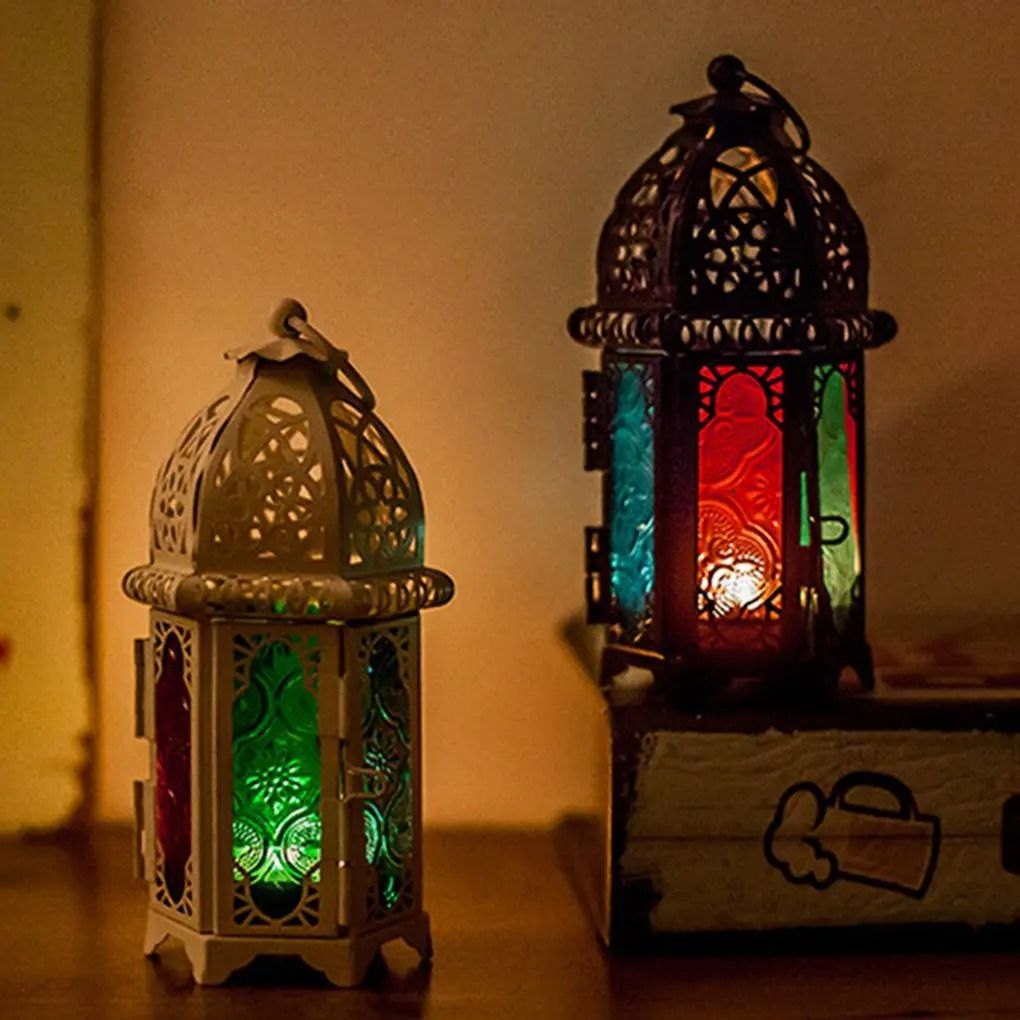 Glass Crystal Moroccan Candle Holder With Metal Hollow Design 4