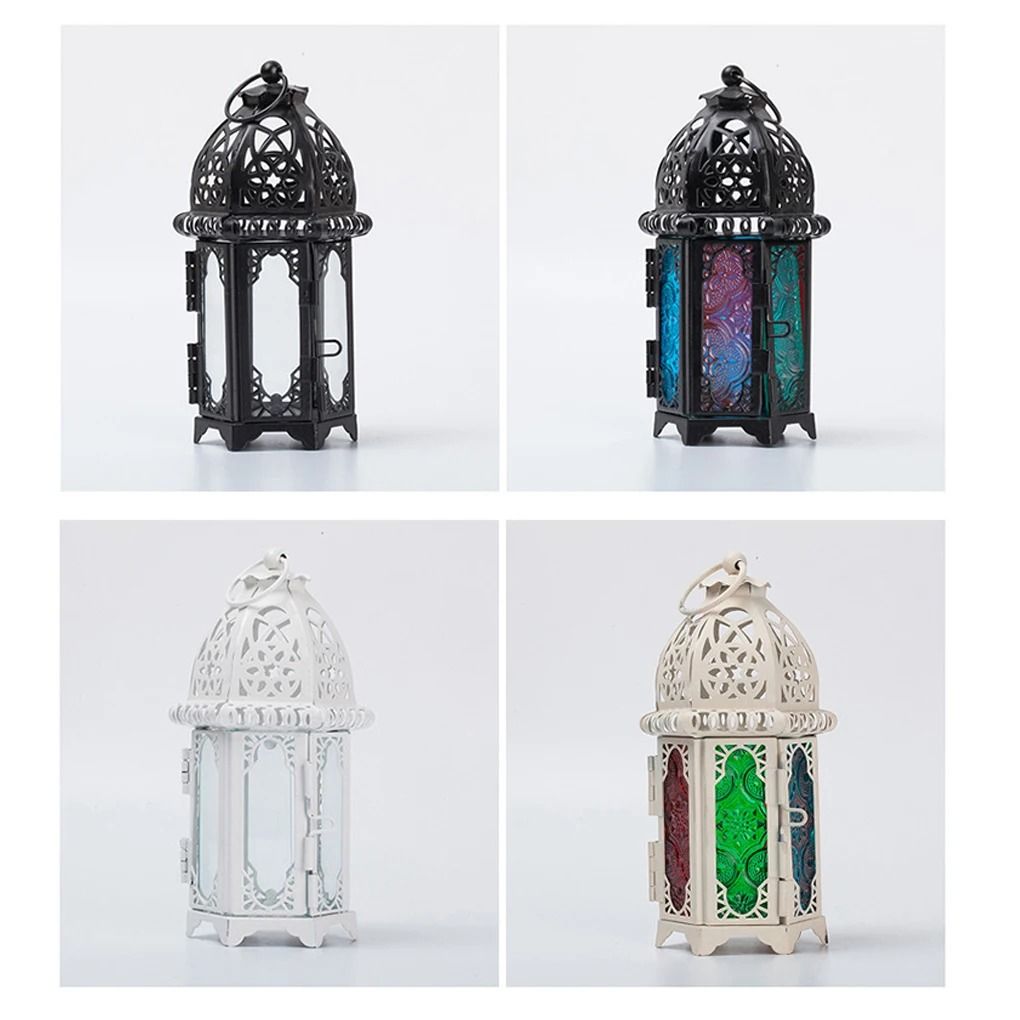 Glass Crystal Moroccan Candle Holder With Metal Hollow Design 5