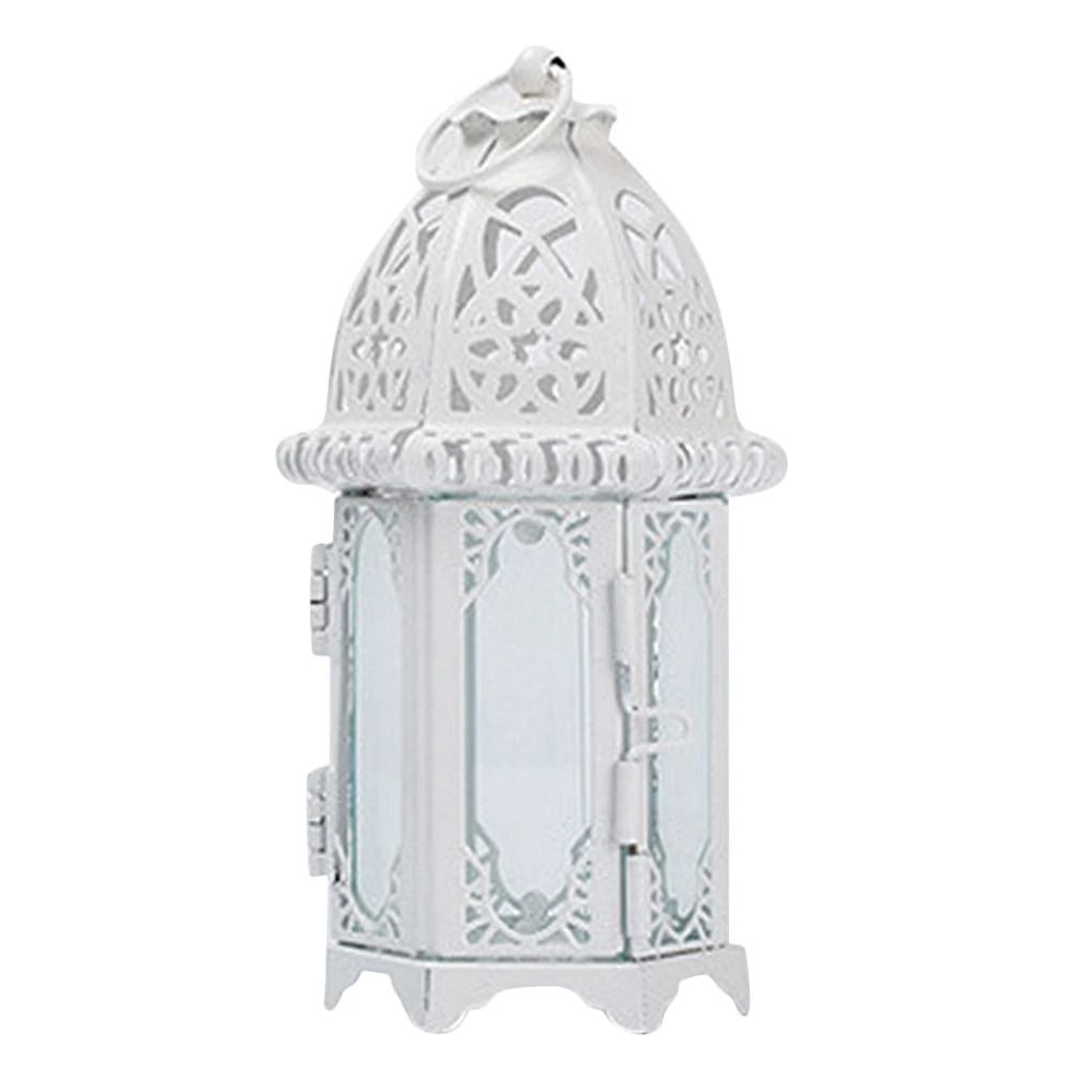 Glass Crystal Moroccan Candle Holder With Metal Hollow Design 7