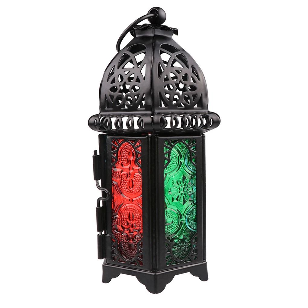 Glass Crystal Moroccan Candle Holder With Metal Hollow Design 8