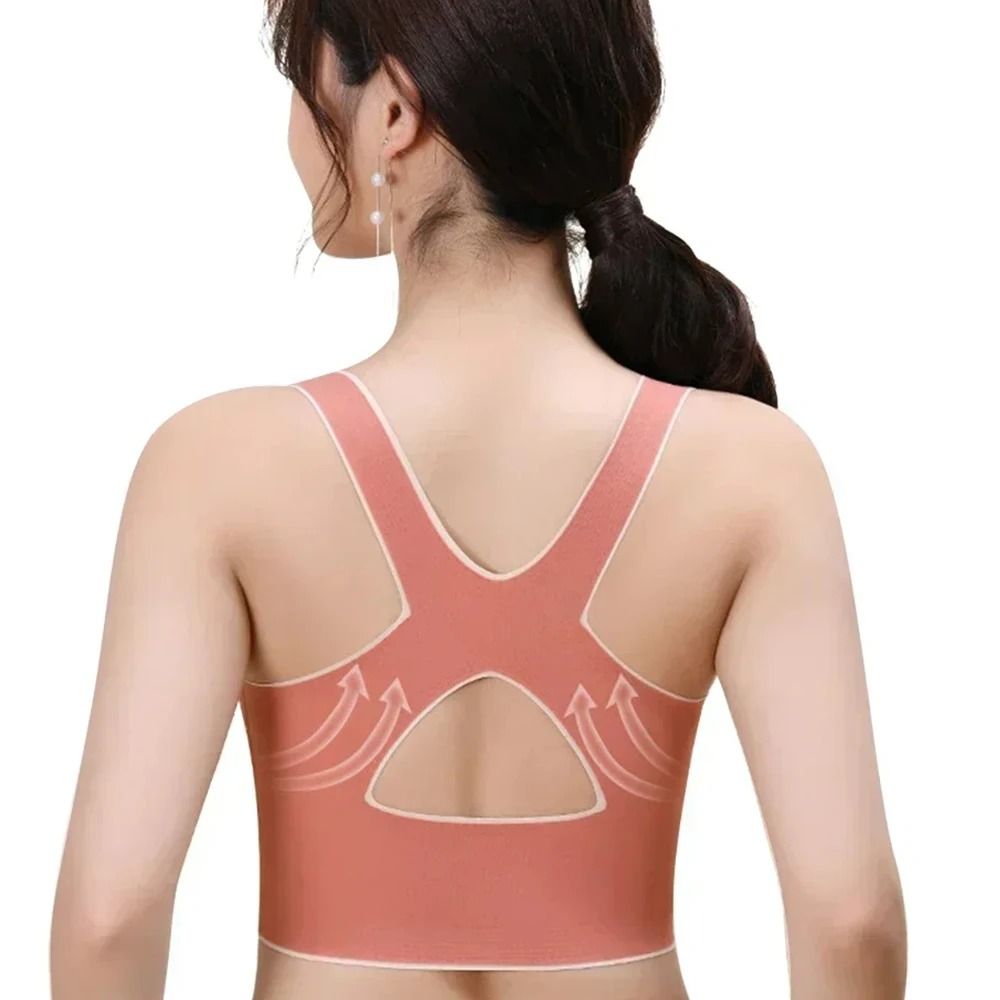 Sports Bra Front Adjustable Buckle Wireless Padded Comfy Gym Yoga Top 4