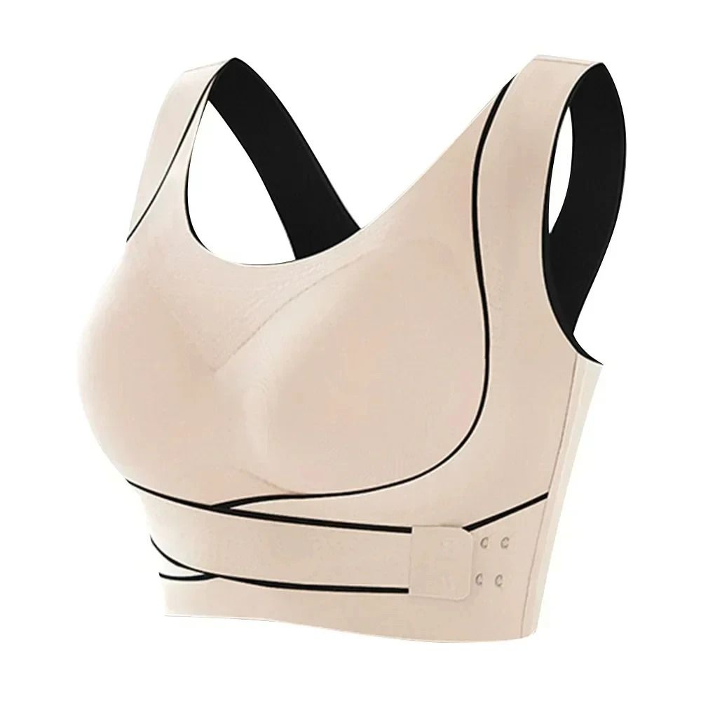 Sports Bra Front Adjustable Buckle Wireless Padded Comfy Gym Yoga Top 8
