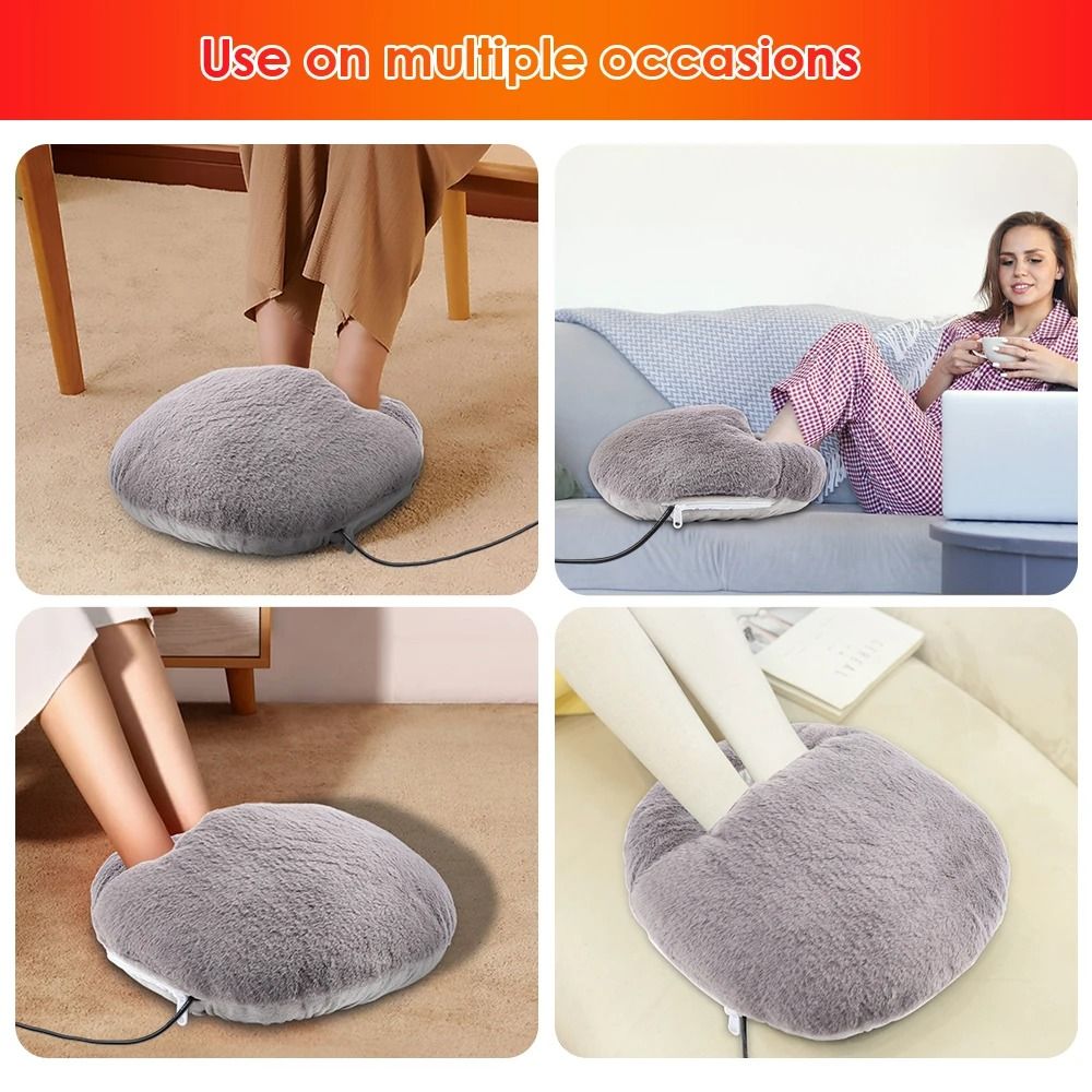 USB Winter Electric Foot Heating Pad Soft Plush Under Desk Warmer 5