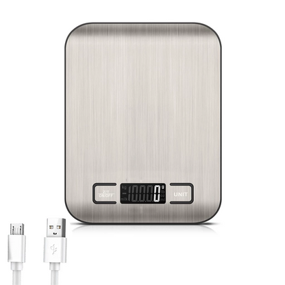 USB Charging Digital Kitchen Scale LCD Display 10Kg 1g Electronic Weights Scales, Food Weighing Scale for Cooking Baking