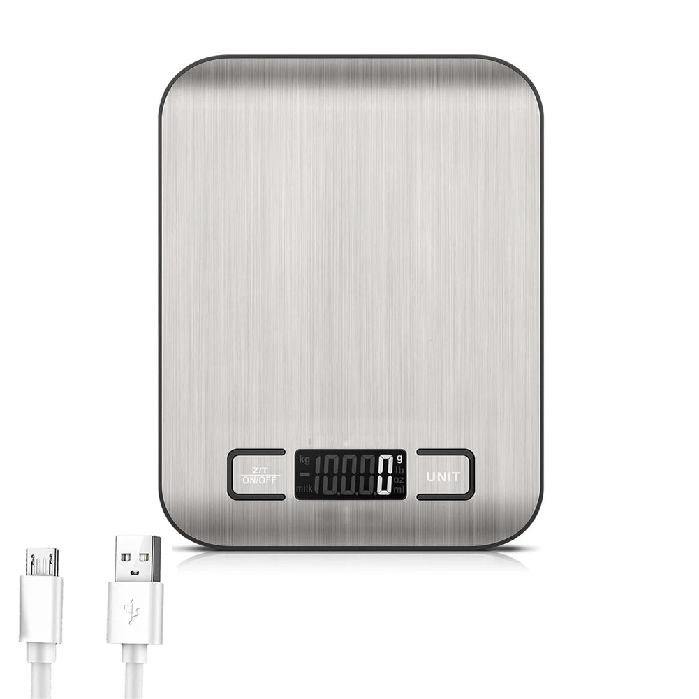 USB Charging Digital Kitchen Scale LCD Display 10Kg 1g Electronic Weights Scales, Food Weighing Scale for Cooking Baking