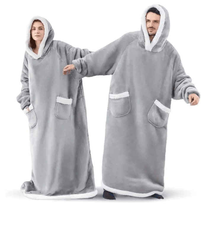 CozyWrap SuperLong Flannel Blanket Hoodie Oversized Wearable Blanket 4