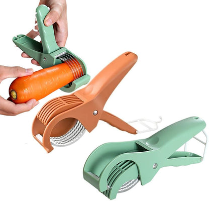 Manual Stainless Steel Fruit Slicer, Hanging Hook Comfortable Grip, Non-Slip Handle Press Type Vegetable Chopper