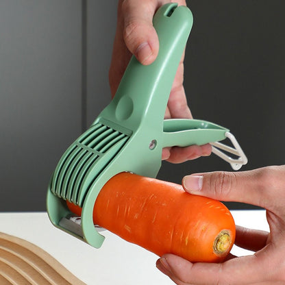Manual Stainless Steel Fruit Slicer, Hanging Hook Comfortable Grip, Non-Slip Handle Press Type Vegetable Chopper