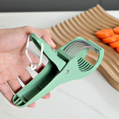 Manual Stainless Steel Fruit Slicer, Hanging Hook Comfortable Grip, Non-Slip Handle Press Type Vegetable Chopper