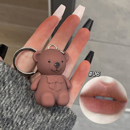Keychain Mirror Lip Gloss Cute Bear Jelly Liquid Lipstick Waterproof Tinted Lip Glaze Nonstick Cup  1