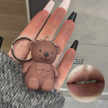Keychain Mirror Lip Gloss Cute Bear Jelly Liquid Lipstick Waterproof Tinted Lip Glaze Nonstick Cup  4