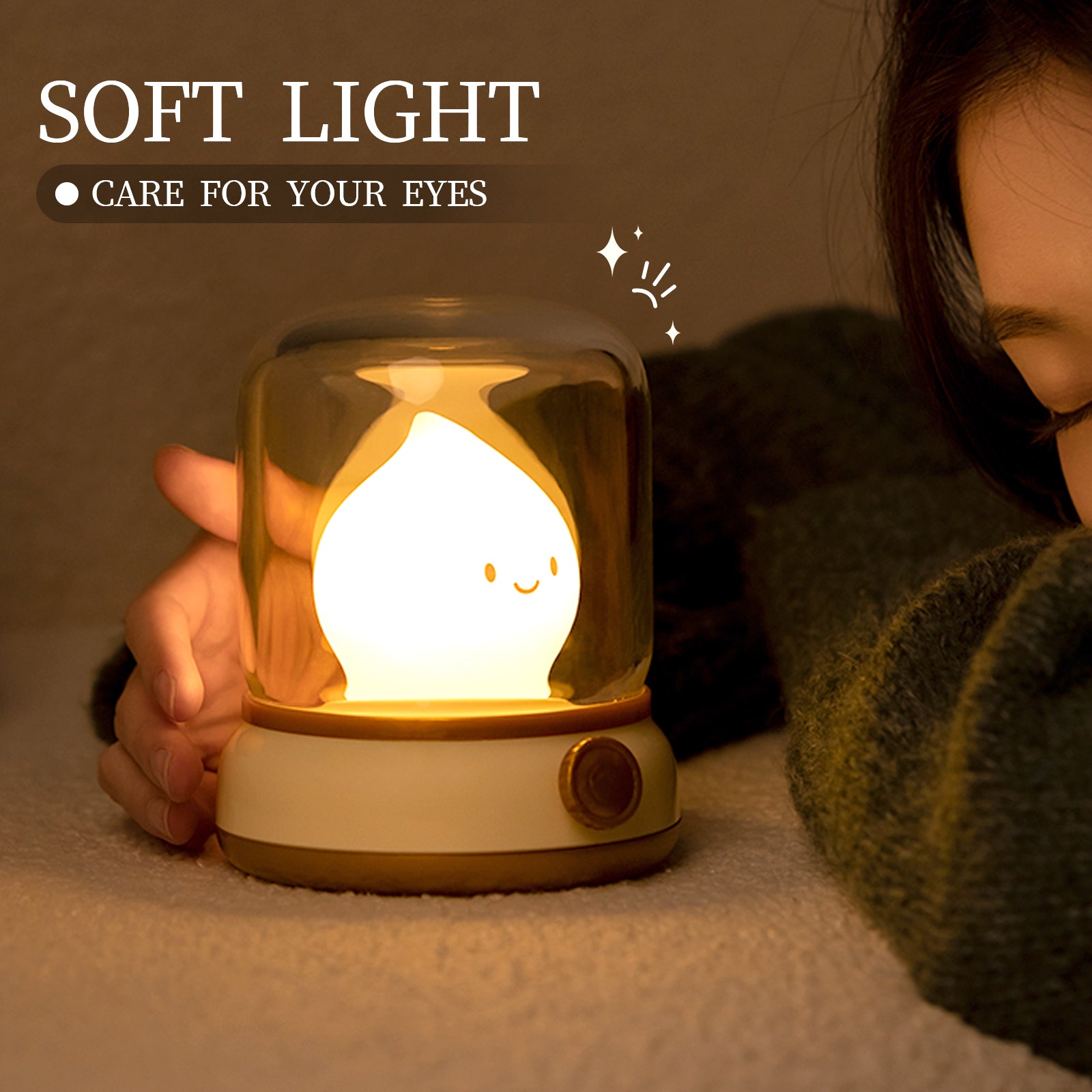 Creative USB Rechargeable Portable Cartoon Table Lamp, Mini Desktop LED Cute Night Lamp for Coffee Bar, Hotel Bedroom