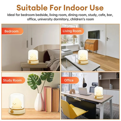 Creative USB Rechargeable Portable Cartoon Table Lamp, Mini Desktop LED Cute Night Lamp for Coffee Bar, Hotel Bedroom