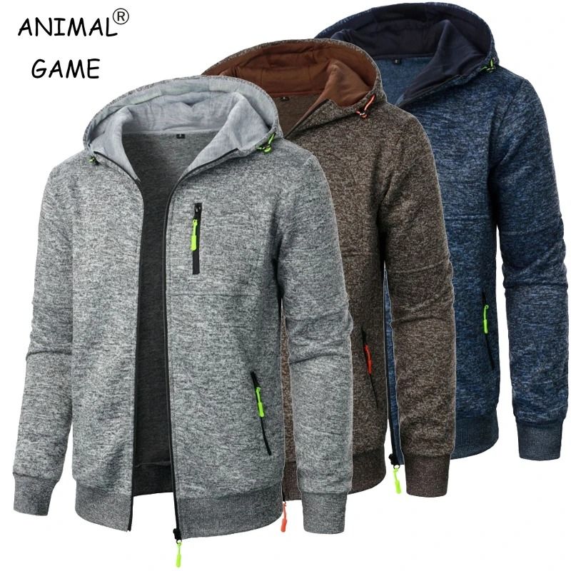 New Streetwear Mens Oversize Zipper Hooded Winter Sweatshirt with Long Sleeves and Warm Outdoor Tracksuit Jacket