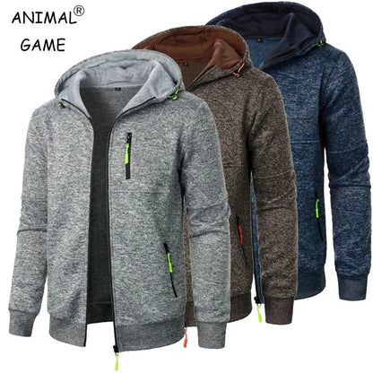 New Streetwear Mens Oversize Zipper Hooded Winter Sweatshirt with Long Sleeves and Warm Outdoor Tracksuit Jacket
