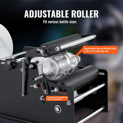 SucceBuy Manual Round Bottle Labeling Machine Adjustable Bottle Labeler With Pressing Bar 4