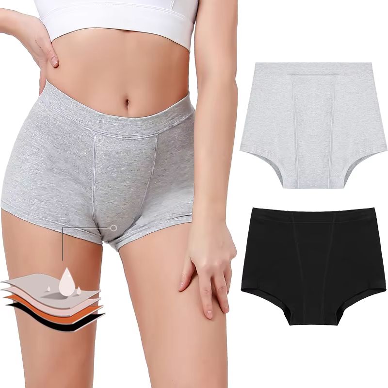 Women High Waist Cotton Period Panties Boxer Shorts for Heavy Flow