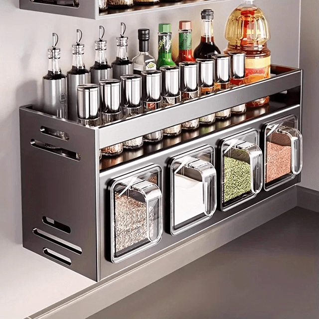 StellaWall Stainless Steel Wall Mounted Spice Rack Organizer