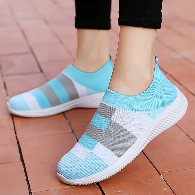 Women Knitted Sneakers Casual Flat Vulcanized Shoes Mix Color 1