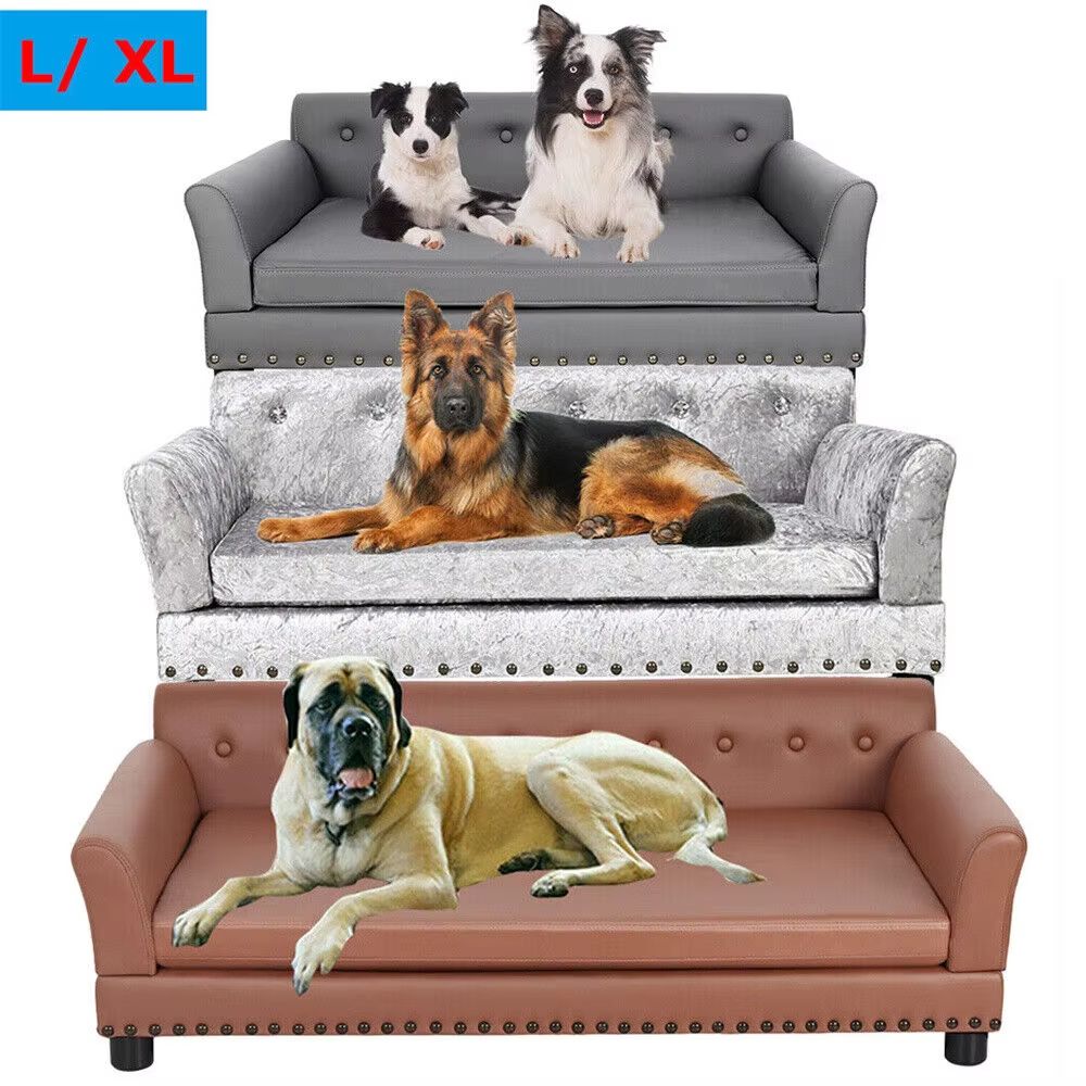 Heavy Duty Pet Sofa Large Raised Dog Bed Cushioned Cat Couch Lounge
