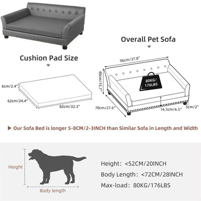 Heavy Duty Pet Sofa Large Raised Dog Bed Cushioned Cat Couch Lounge 10