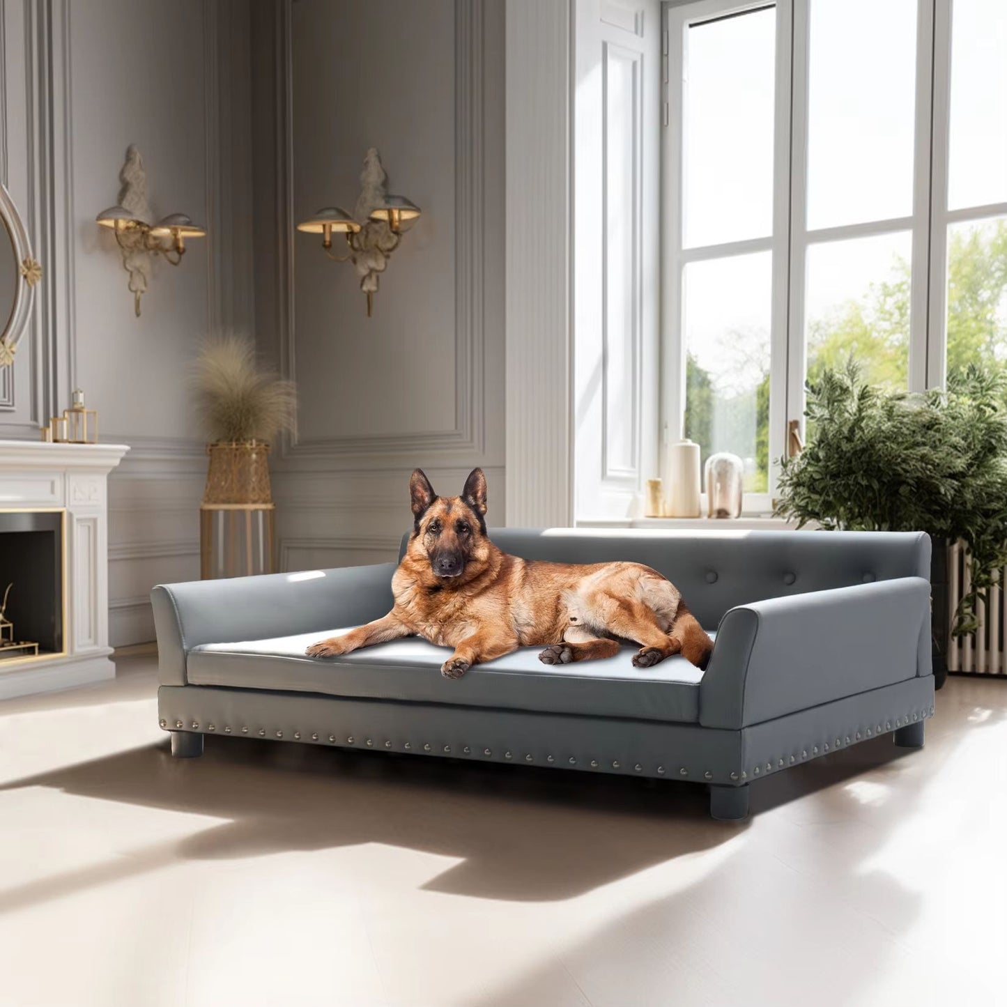 Heavy Duty Pet Sofa Large Raised Dog Bed Cushioned Cat Couch Lounge 1