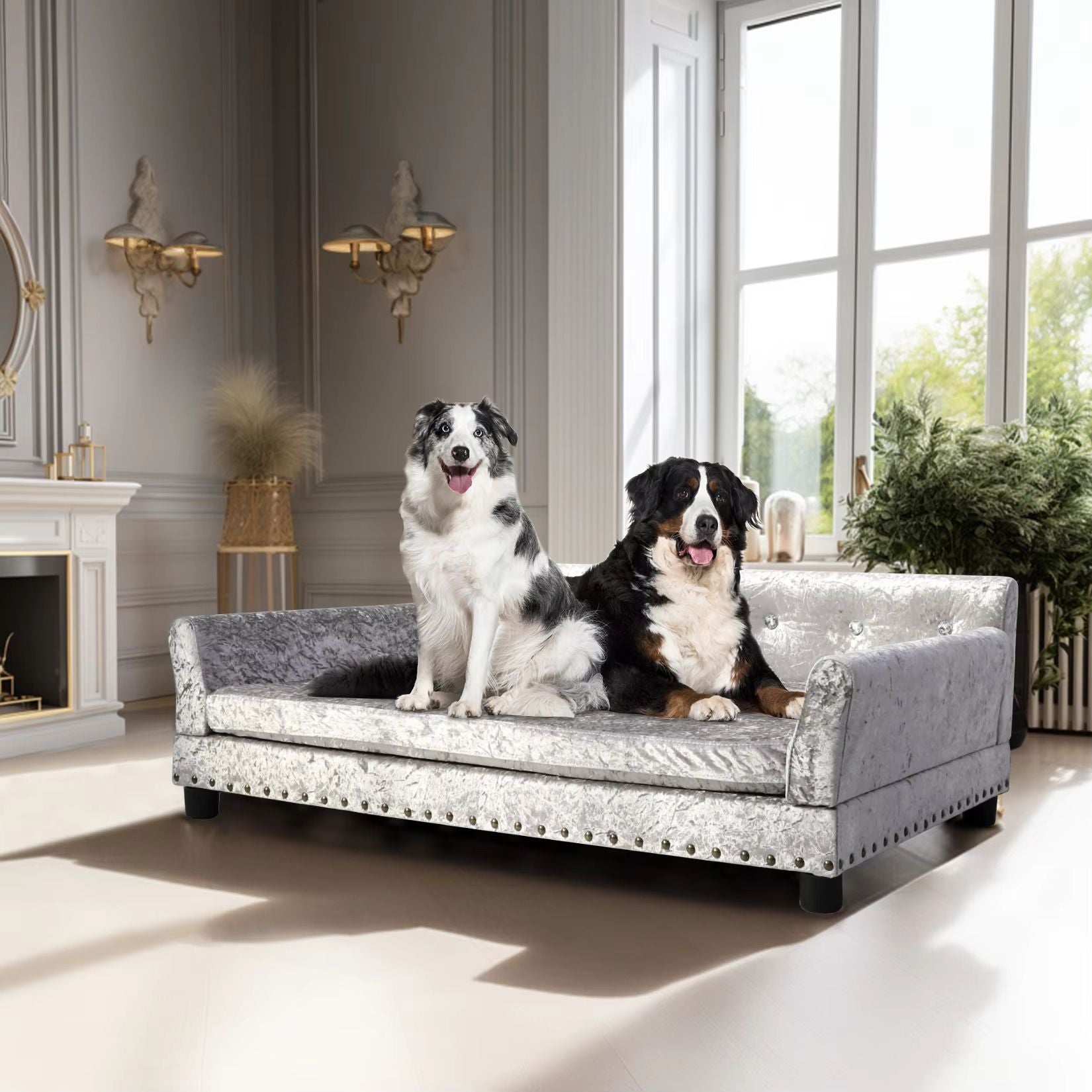Heavy Duty Pet Sofa Large Raised Dog Bed Cushioned Cat Couch Lounge 5