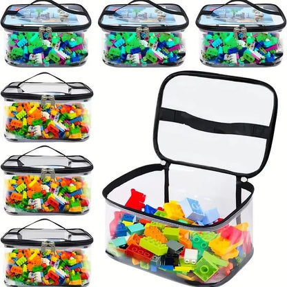 Transparent Mesh Zipper Toy Storage Bag Large Capacity Organizer for Blocks and Puzzles