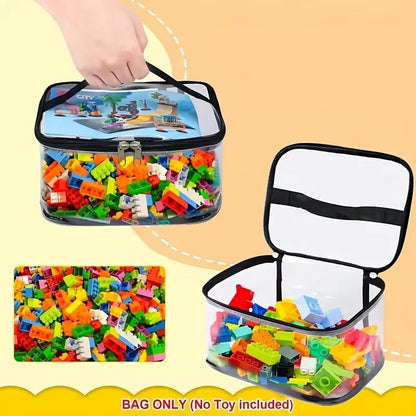 Transparent Mesh Zipper Toy Storage Bag Large Capacity Organizer For Blocks And Puzzles 1