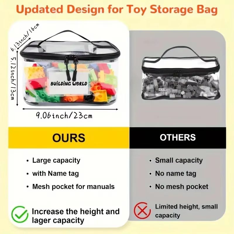 Transparent Mesh Zipper Toy Storage Bag Large Capacity Organizer For Blocks And Puzzles 2