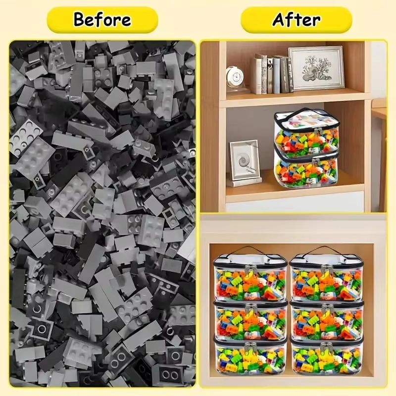 Transparent Mesh Zipper Toy Storage Bag Large Capacity Organizer For Blocks And Puzzles 4