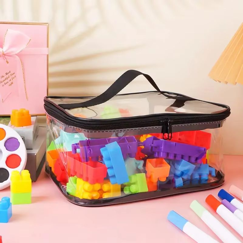 Transparent Mesh Zipper Toy Storage Bag Large Capacity Organizer For Blocks And Puzzles 5