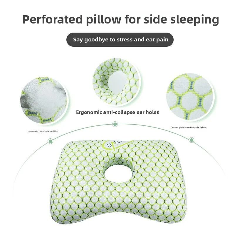 Bamboo Fiber Ear Hole Pillow For Comfortable Side Sleeping 2