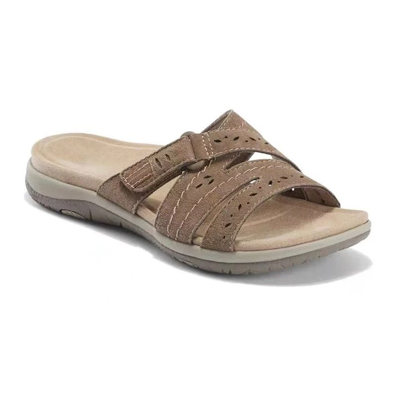 Women Orthopedic Flat Sandals HookandLoop Round Toe Comfy Summer Sandals 9