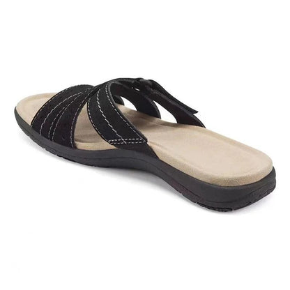 Women Orthopedic Flat Sandals HookandLoop Round Toe Comfy Summer Sandals 3