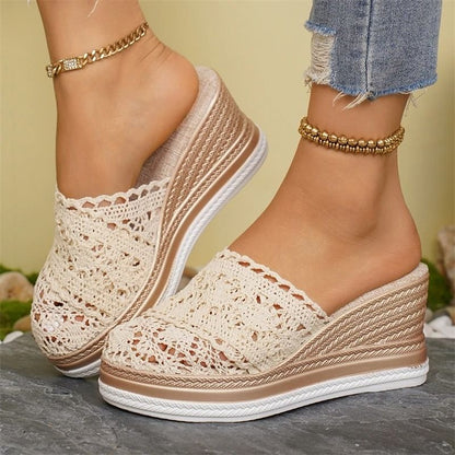 Summer Fashion Wedge Sandals For Women With Breathable Design And Soft High Heel Comfort 3