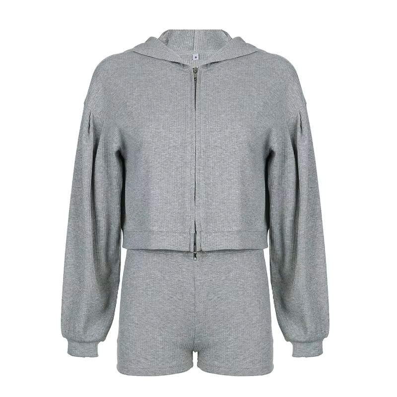 Women Three Piece Tracksuit Set Hooded Jacket Bra And Shorts Casual Sport Outfit 4