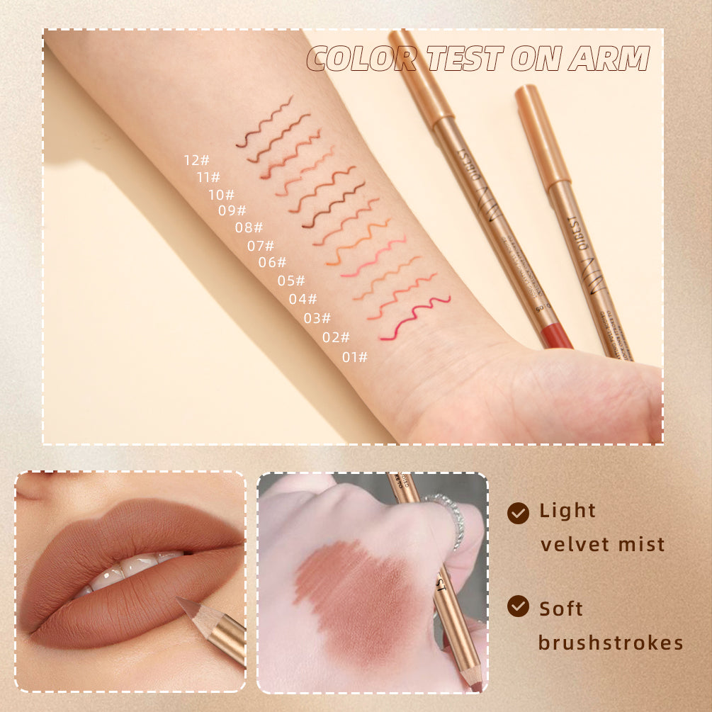 Lip Liner Pencil Set 12 Colors, Waterproof Non-Stick Lip Tint Long Lasting Makeup, Matte Lipstick Pencil