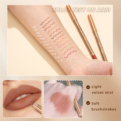 Lip Liner Pencil Set 12 Colors, Waterproof Non-Stick Lip Tint Long Lasting Makeup, Matte Lipstick Pencil