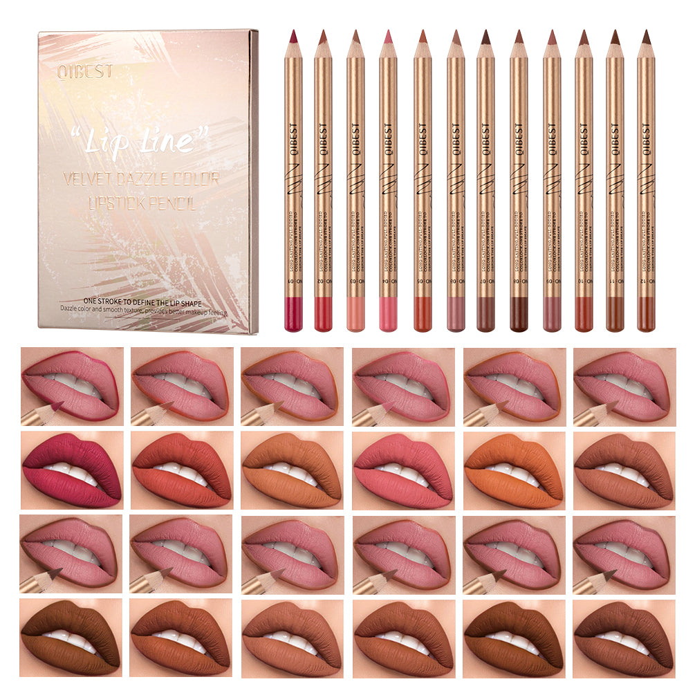 Lip Liner Pencil Set 12 Colors, Waterproof Non-Stick Lip Tint Long Lasting Makeup, Matte Lipstick Pencil