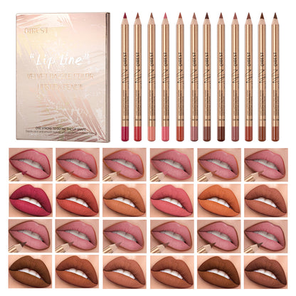 Lip Liner Pencil Set 12 Colors, Waterproof Non-Stick Lip Tint Long Lasting Makeup, Matte Lipstick Pencil